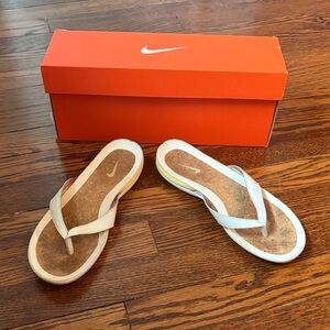 Nike White and Cork Sandals